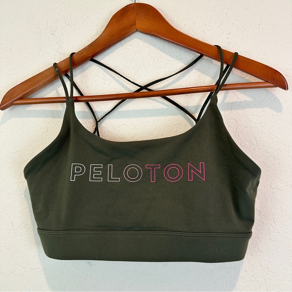 Peloton Olive Green Strappy Sports Bra